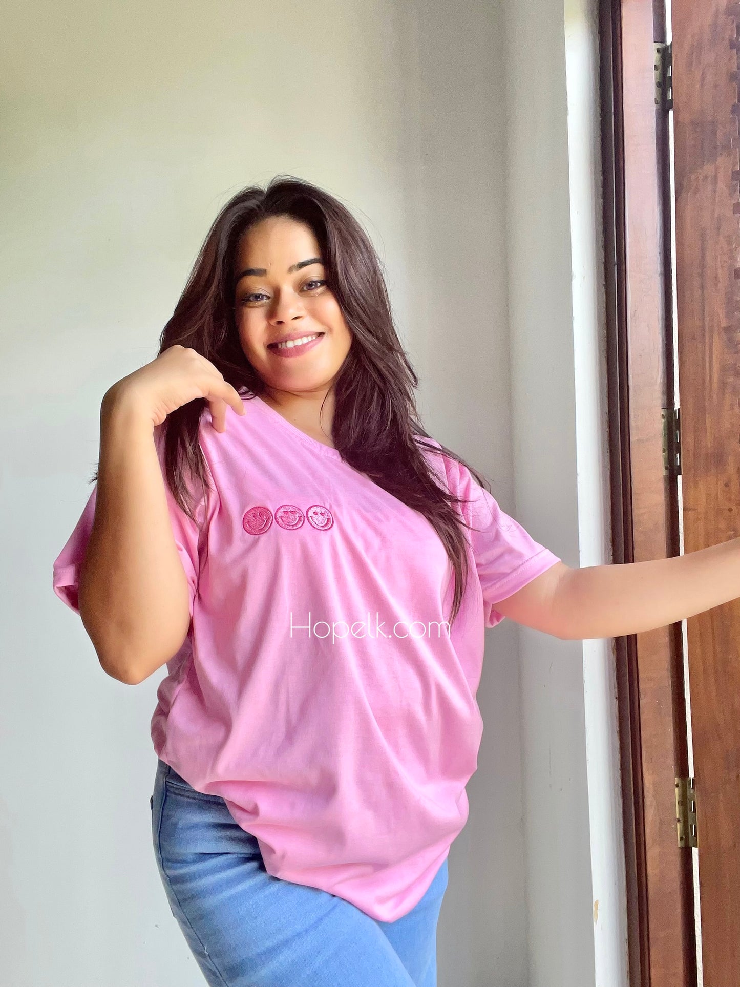 Happy face Embroidery t shirts