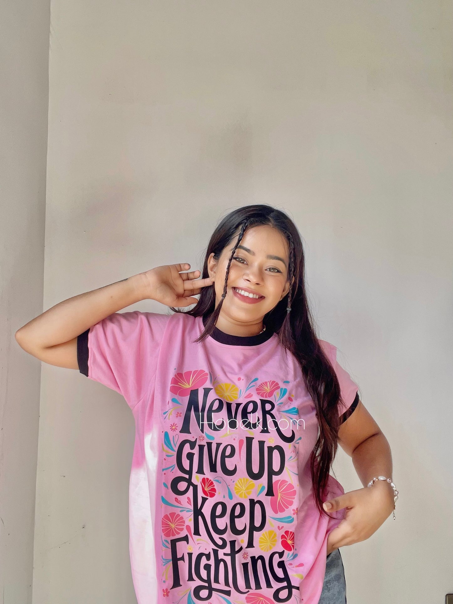 Never Give Up - Ringer T shirt