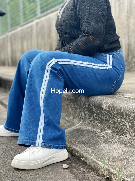 Stripe Straight Leg Jeans
