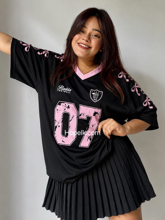 07 Pink V-Neck number T shirt