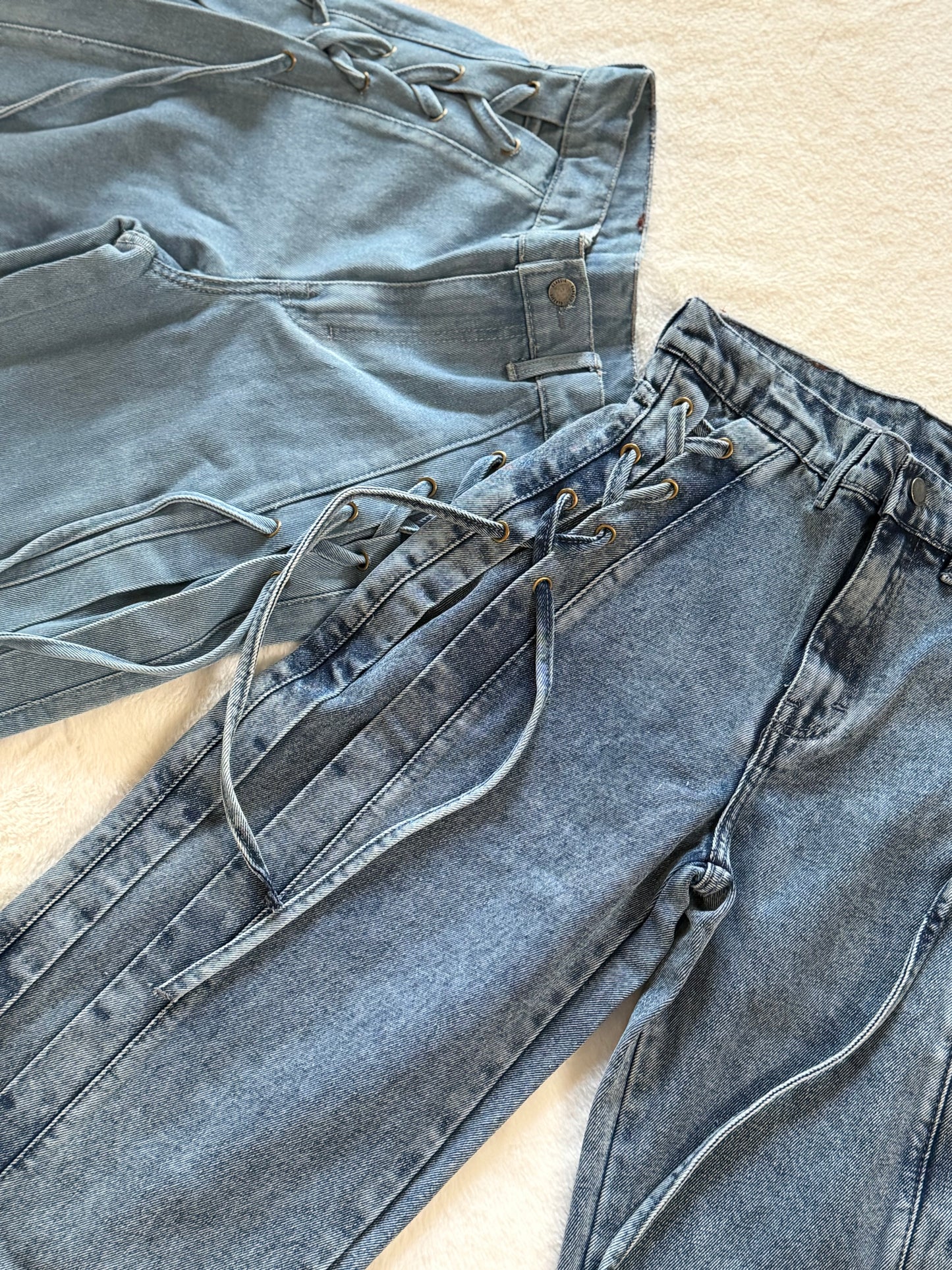 Casual loose denim pant with bow tie |Hopedenim007 (Pre orders)