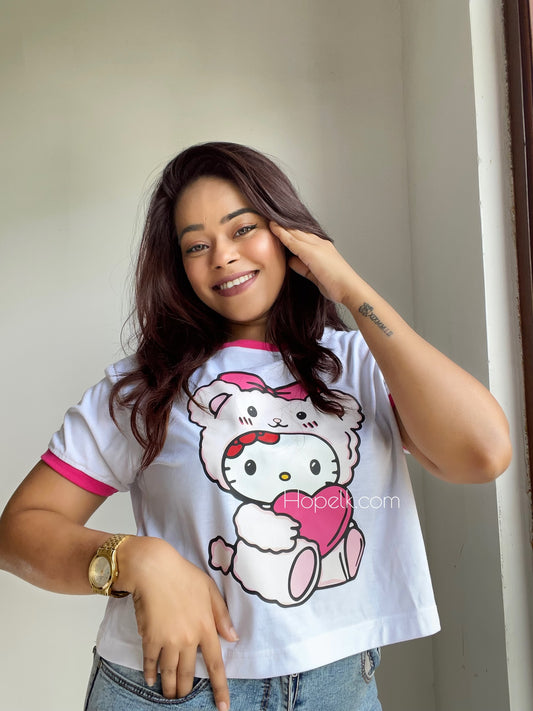 Printed crop top - Hello kitty bear