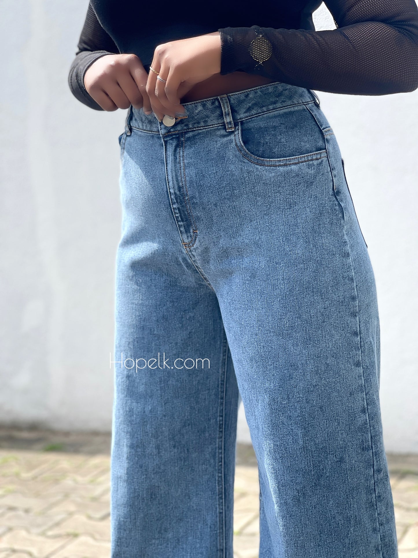 Solid Color Wide Leg Pant | Hopedenim002