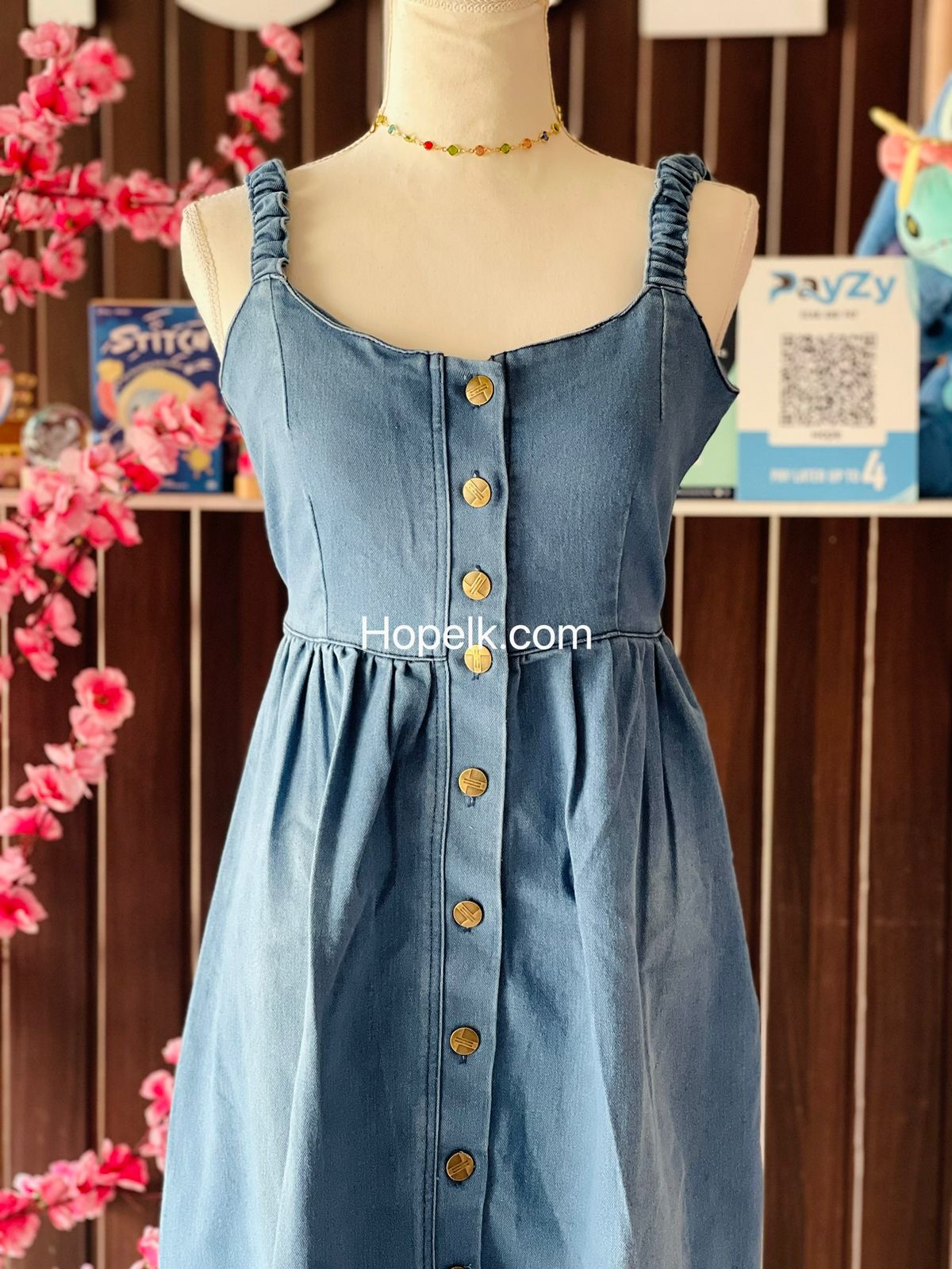 Embroidery Flower Denim Dress