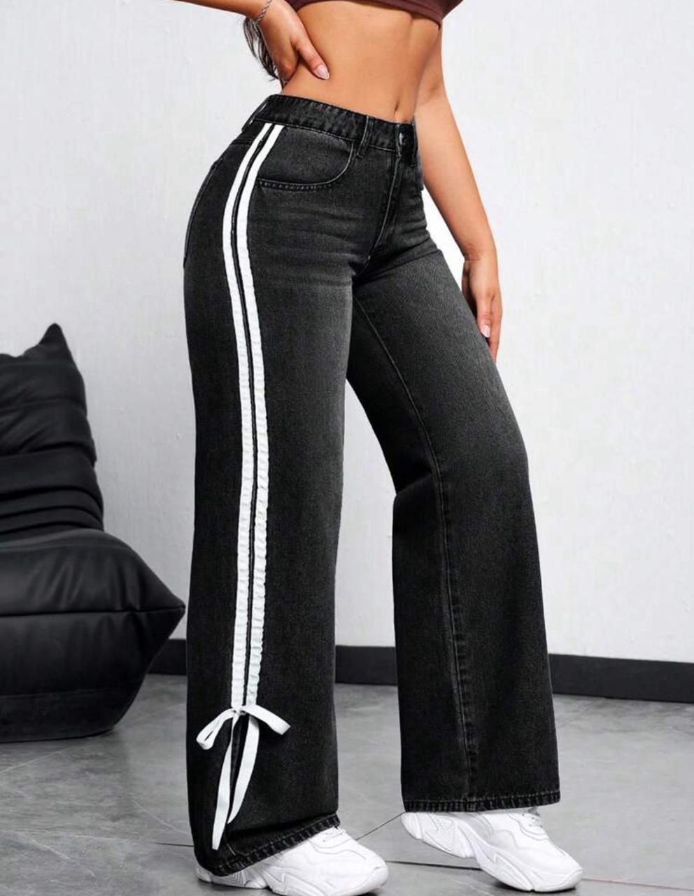 Stripe Straight Leg Jeans