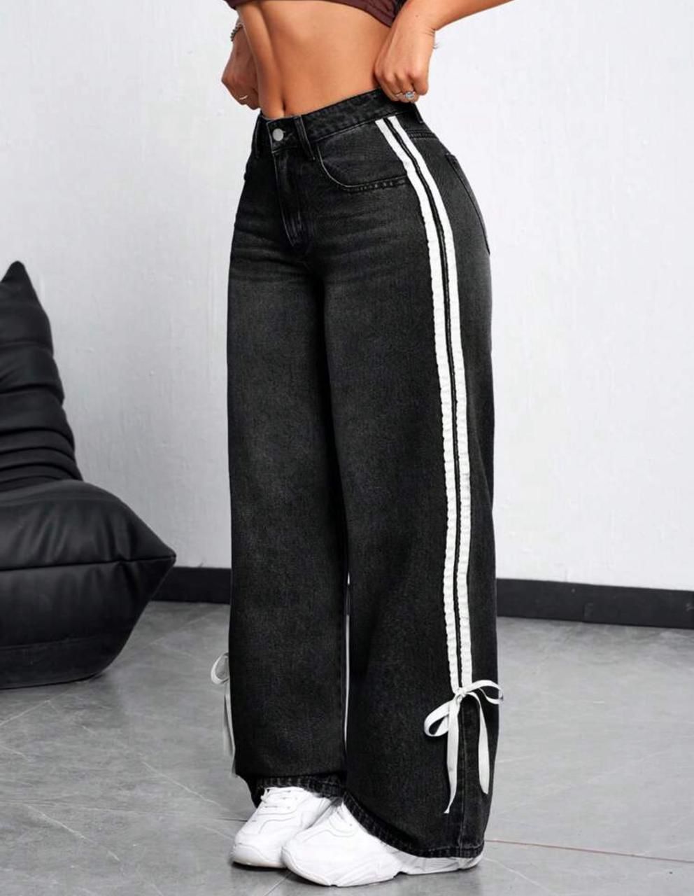 Stripe Straight Leg Jeans